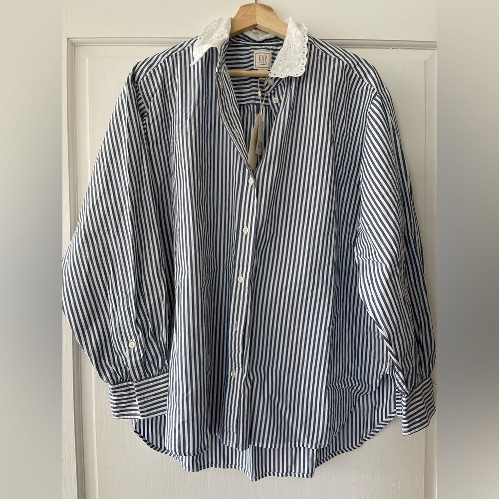 Doen Striped Button-Up Blouse